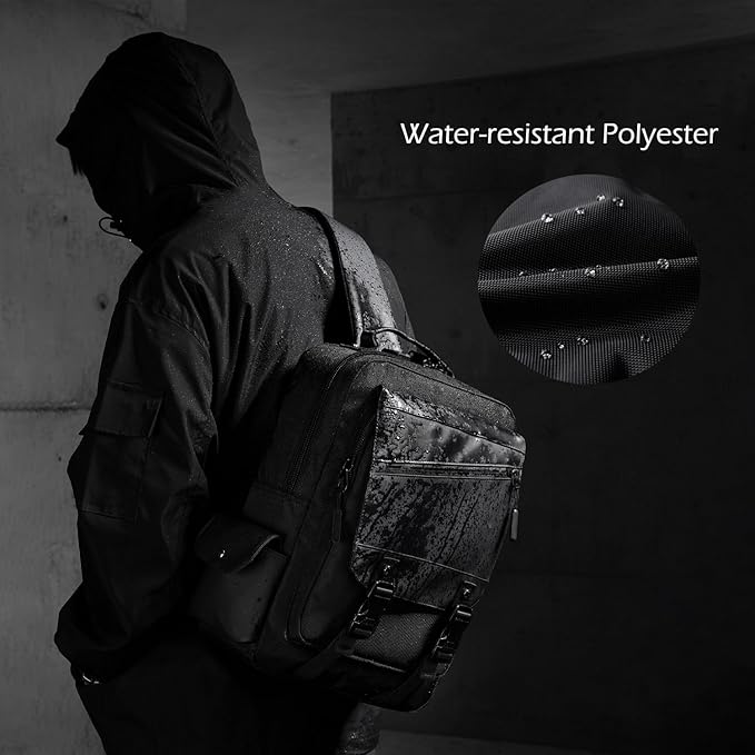 Leaper Anti-Theft Crossbody Sling Bag：one-handed quick-open lock in 3 seconds & hidden zippered pockets for Travel, Work & Daily Commute, Black