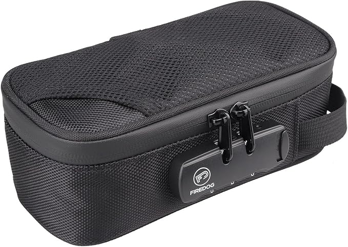 Lock Travel Pouch with Combination Lock & Activated Carbon, Small Smell Proof Bag, Waterproof Zipper, Carbon Lined for Home Storage & Gifts (black)