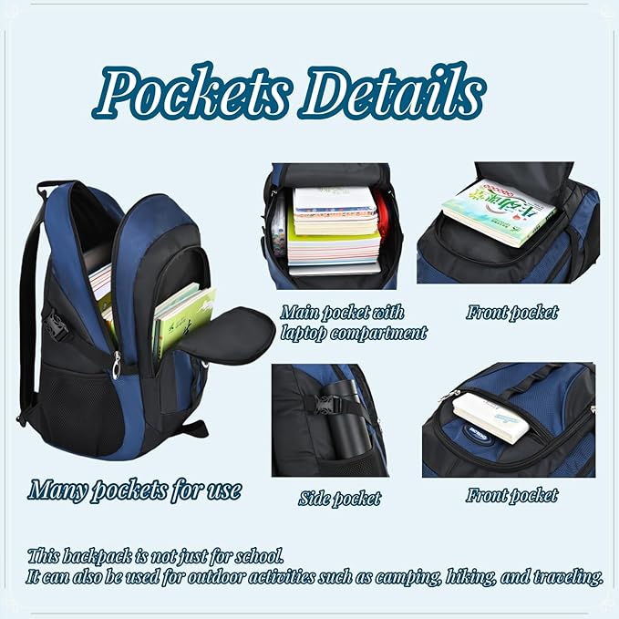 VIDOSCLA Teenage Boys Color-blocking Sports Kids Backpack Middle/High Schoolbag Elementary Student Bookbag for School Teen Boys