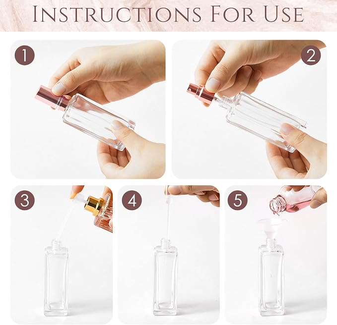 Domensi 30 Pcs 10/15/20/30 ml Perfume Travel Refillable Glass Bottles Spray Bottle Perfume Atomizer for Cologne Dispenser Leak-proof Fragrance Bottles Atomizer Pump Kit (30 ml,Rose Gold)