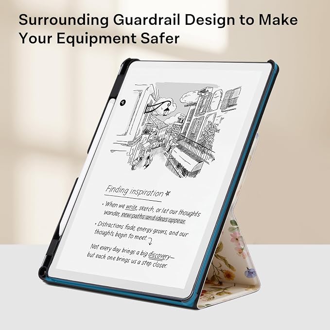 CoBak Case for 11" Kindle Scribe 3rd Generation 2025, Kindle Scribe Colorsoft with Two Viewing Angles - All New PU Leather Cover with Auto Sleep Wake, Pen Holder. AntiqueFloralia
