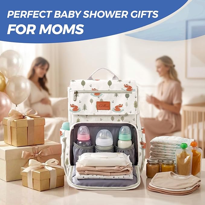 PILLANI Baby Diaper Bag Backpack - Baby Bag for Boys & Girls, Toddler Backpack, Large Capacity Travel Diaper Bags w/Changing Pad, Waterproof Diaper Backpack - Best Shower Gifts for Boys - Baby Stuff