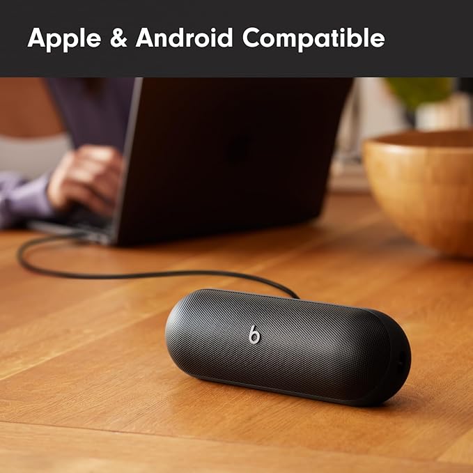 Beats Pill - Portable Bluetooth Speaker - Up to 24H Battery Life, Water Resistant, Bluetooth, Apple & Android Compatible, Seriously Loud Sound for Home, Outdoor and Travel - Matte Black