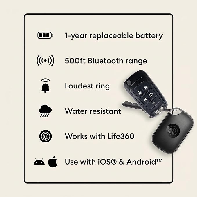 Tile by Life360 Pro - Powerful Bluetooth Tracker, Key Finder and Item Locator for Keys Bags, and More. Both iOS and Android Compatible. Phone Finder. 4-Pack (Black/White)