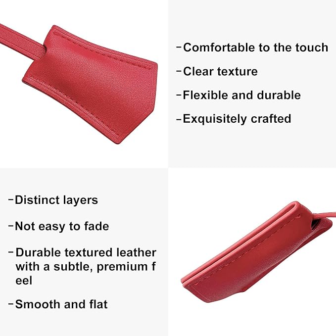 Microfibre Leather Tag for Luggage Bag or Suitcase, Decorative Hang Tag for Speedy 25 30 35 Handbag(Red Tag)