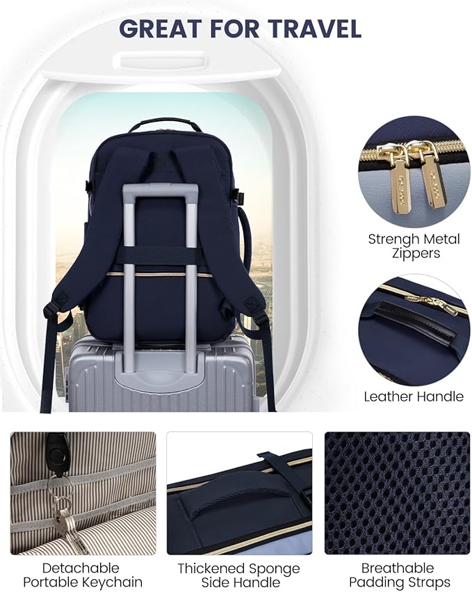LOVEVOOK 50L Travel Backpack for Women & Men, Airline Approved Carry On Luggage with 3 Packing Cubes, TSA Overnight Bags, Waterproof Personal Item Bag, Weekender Essentials Backpacks fits 17" Laptop