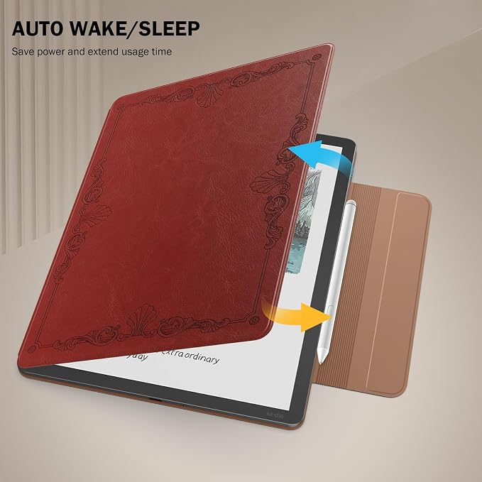 MoKo Magnetic Case for All-New 11" Kindle Scribe 2025(3rd Generation) & Kindle Scribe Colorsoft 2025(1st Gen) - Slim Folio Premium PU Leather Cover with Pen Clasp & Auto Sleep Wake, Vintage Style