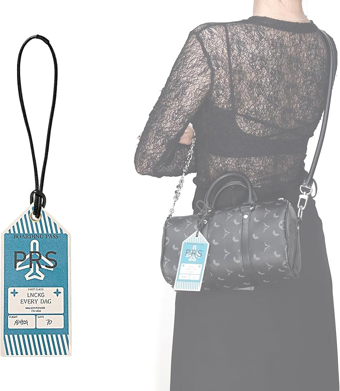 jiesinlov Microfibre Leather Tags for Speedy 25 30 35 Handbag,Luggage or Suitcase Tag (Boarding Pass-Blue)