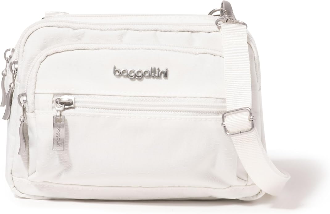 Baggallini Triple Zip Small Crossbody Bag for Women - Lightweight Convertible Fanny Pack Belt Bag