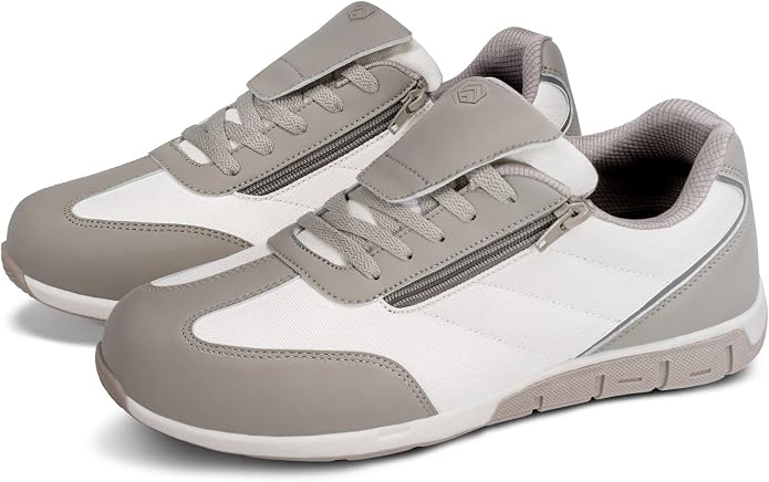 LARNMERN Steel Toe Shoes Men Zipper Safety Work Sneakers | wear-resistant leather, rubber outsole, easy slip on, lightweight and comfortable, reflective, protects shoelaces