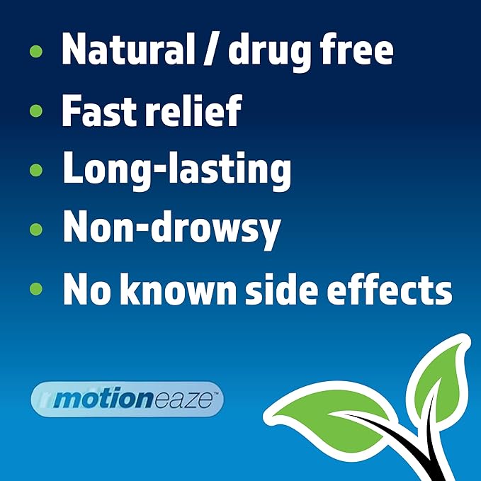 MotionEaze Non-Drowsy Motion Sickness Relief - All Natural Drug Free Formula - Made in The USA - 5ml Bottle - Fast Relief for Motion Sickness from Cruises, Cars, Planes