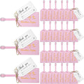 Sweetude 48 Sets Bulk Luggage Tags Wedding Favors and So The Adventure Begins Leather Luggage Tags for Suitcases with Name Card for Travel Themed Bridal Shower Graduation Party Favor(Pink)