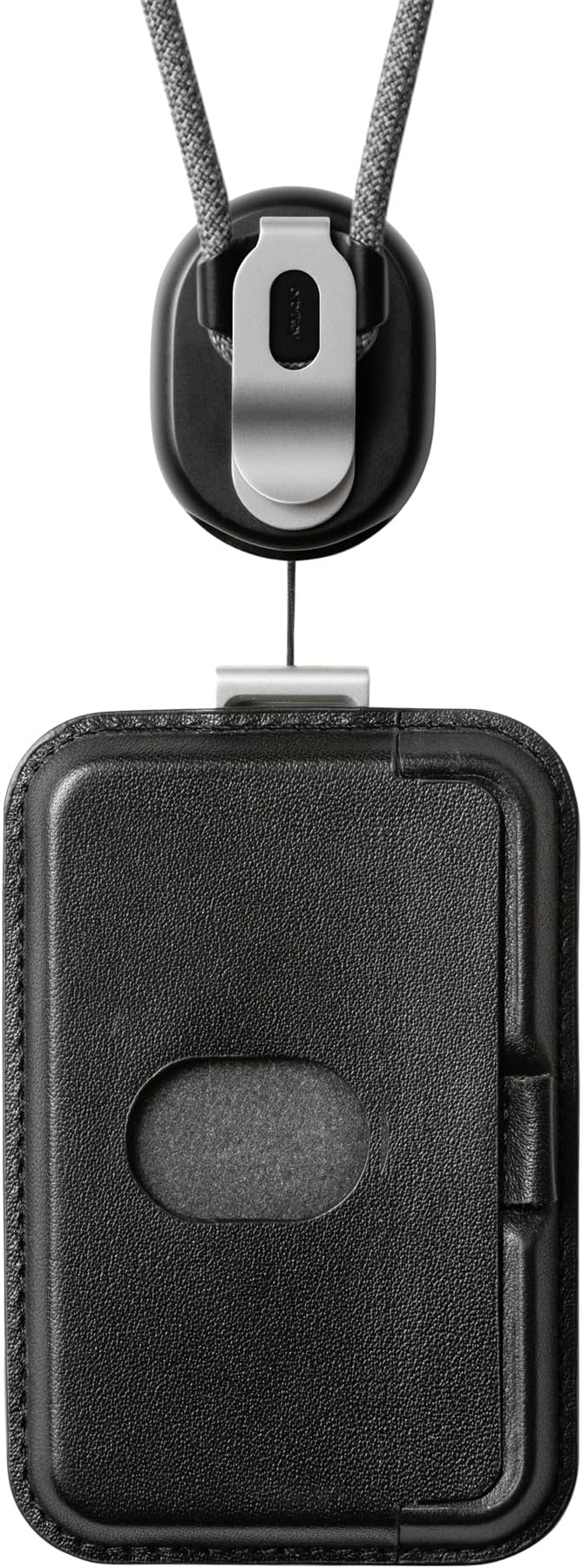 Orbitkey ID Card Holder Pro | Made with LWG-Certified Top Grain Leather and Durable Dyneema Cord | Holds 1 Access Card & 2 RFID Cards | Interchangeable Orientation | (with Lanyard, Black)
