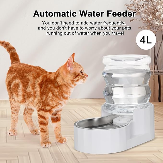 RIZZARI 4L Compact Gravity Pet Water Dispenser with Water Filter | Apartment-Friendly Size,Cleaner Water Every Day,Perfect for Small Pets,Less Frequent Refills,Quick Daily Cleaning