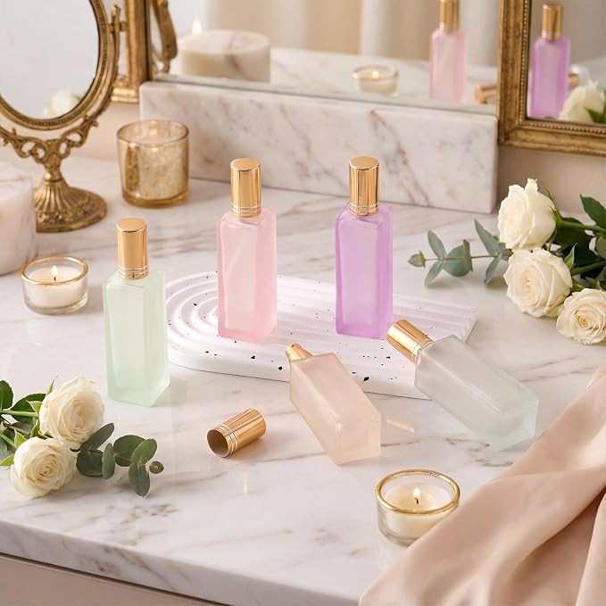 Domensi 30 Pcs 10/15/20/30 ml Perfume Travel Refillable Glass Bottles Spray Bottle Perfume Atomizer for Cologne Dispenser Leak-proof Fragrance Bottles Atomizer Pump Kit (30 ml,Folral Color)