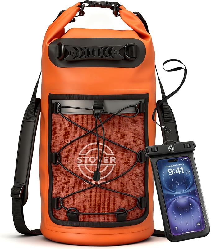 STOVER 5/10/25/30/40/55L Waterproof Dry Bag- Roll-Top Backpack w/Phone Case- Kayaking, Hiking, Camping, Boating- Men/Women