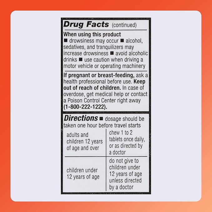 Rugby Meclizine Chewable Tablets 25mg - Anti-Nausea Medicine Helps with Motion Sickness - 100 Count (1 Pack)