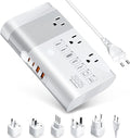 DOACE 220v to 110v Voltage Converter for European Travel: Max 500W Pure Sine Wave Voltage Converter US to Europe - 220 to 110 International Power Adapter Plug Combo Step Down Transformer White