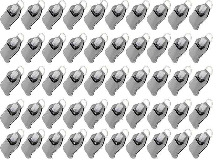 Pomya 30ml Refillable Travel Bottles | LeakProof Keychain Holders Set For Hand Sanitizer & Lotion (Gray)