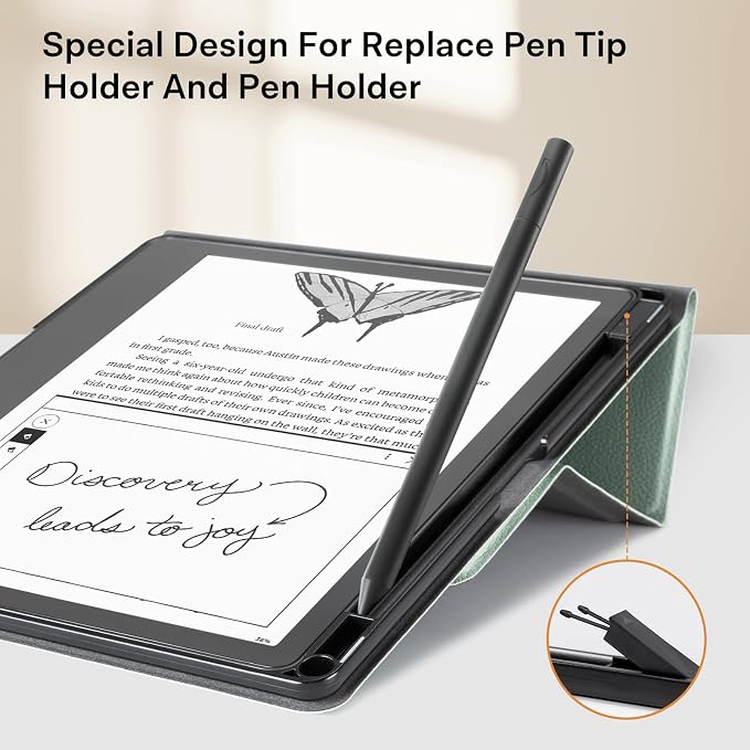 CoBak Stand Case for Kindle Scribe - Premium Folio Leather Cover with Pen Holder, Auto Sleep/Wake - Compatible with 10.2 Inch Kindle Scribe (2022/2024 Release) | Premium