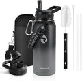 RAYMYLO Insulated Water Bottle 32 oz, Triple Wall Vacuum Stainless Steel (Cold for 24Hrs, Hot for 12Hrs), Leak Proof & Non-BPA, Modern Water Flask Jug with Paracord Handle & Straw Spout Lids