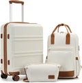 Kono Luggage Set 3 Piece Carry On Hardside Luggage with TSA Lock Spinner Wheels Lightweight PC+ABS Carry On Suitcase Cream White