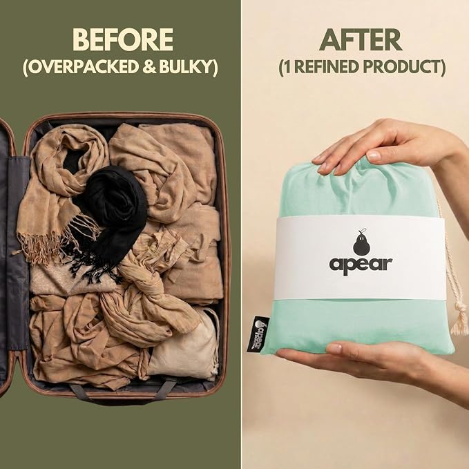 16-in-1 Compact Travel Blanket with Bag – Reversible, Ultra Soft Bamboo Airplane Blanket with Hidden Pocket – Packable for Flights & Travel Essentials (Semi-Weighted, Double Layer)