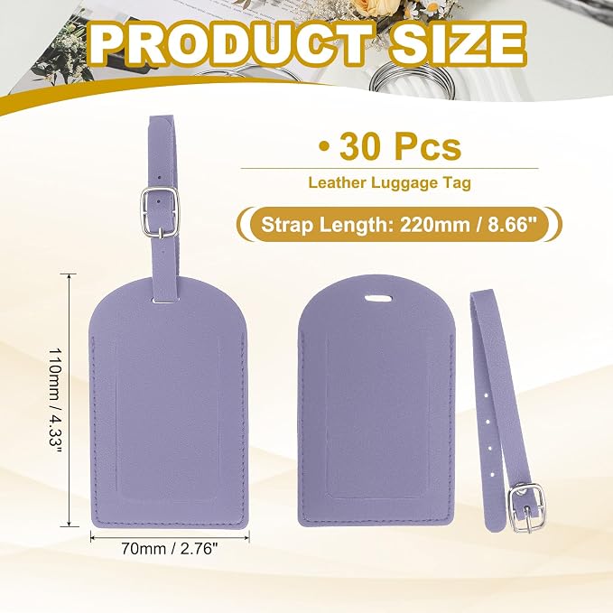 PATIKIL Leather Luggage Tag, 30 Pcs Luggage Tags Pu Bag Tags for Suitcases Airplane Travel Essentials, Purple