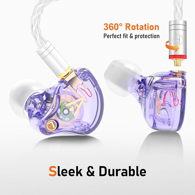 Vibes 202 Wired Earbuds - HiFi in Ear Monitor Headphones – Professional Noise Isolating Ear Buds - Clear Sound, Deep Bass & Comfort-Fit IEM Earphones - MMCX to 3.5mm, Silver Plated Cord, Carrying Case