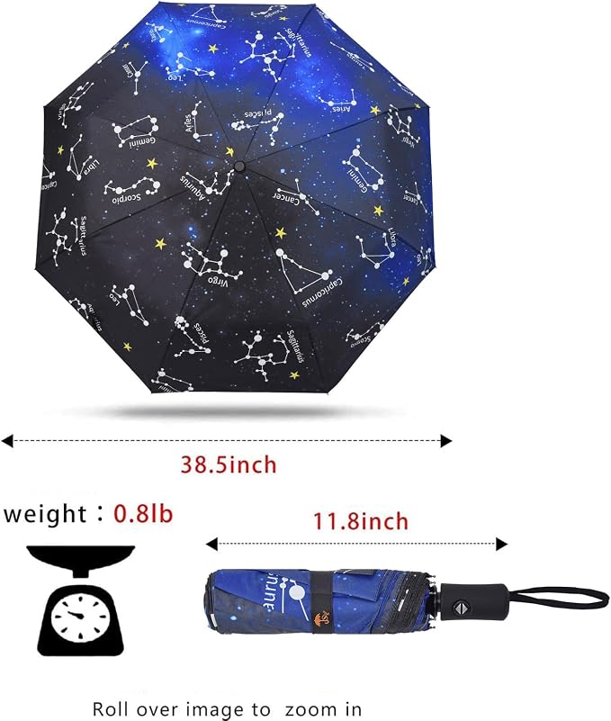 SY COMPACT Travel Umbrella - Windproof Automatic Compact Umbrella for Rain, Lightest 8-Rib, Small, Strong & Portable, Durable Grip, Fits Backpack & Car, Factory Direct (UV Available)