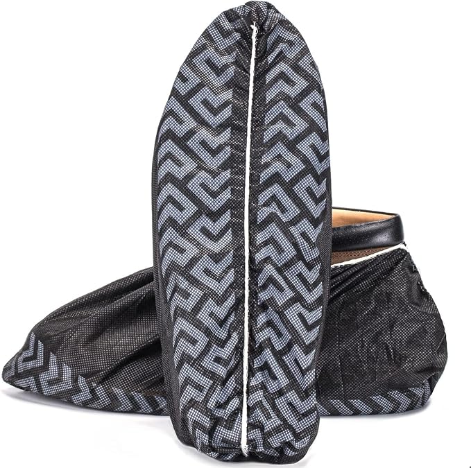 ProtectX Premium Disposable Shoe Covers, Large 1000-pack (500 pairs), Water & Slip Resistant, Durable Non-Woven Polypropylene Fabric for Booties, Fits Up to 10.5 US Men and 12 US Women Size, Black