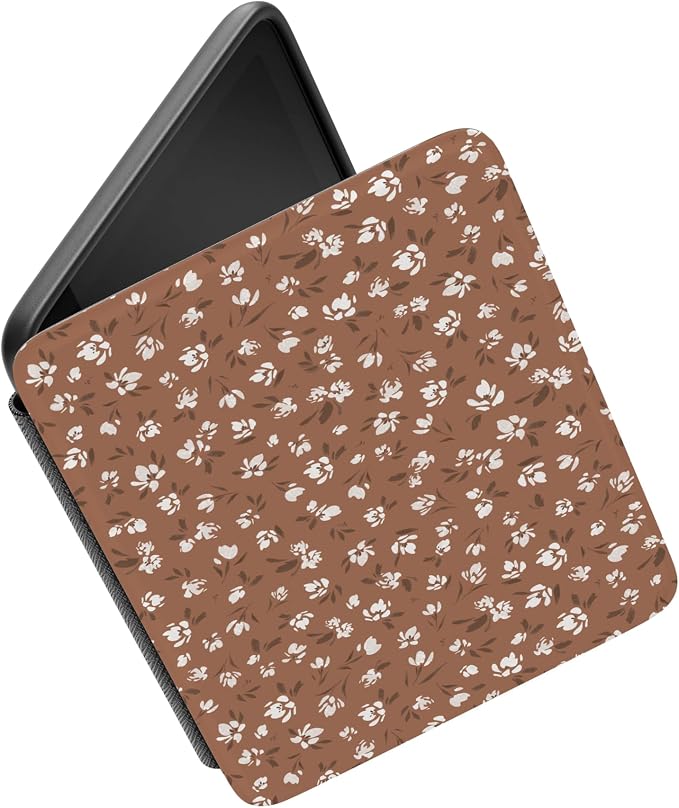 Casely Kindle Case | Mocha Meadow | Tiny Flowers | Compatible with 7” Kindle Colorsoft and 7” Kindle Paperwhite (12th Gen 2024 Models)