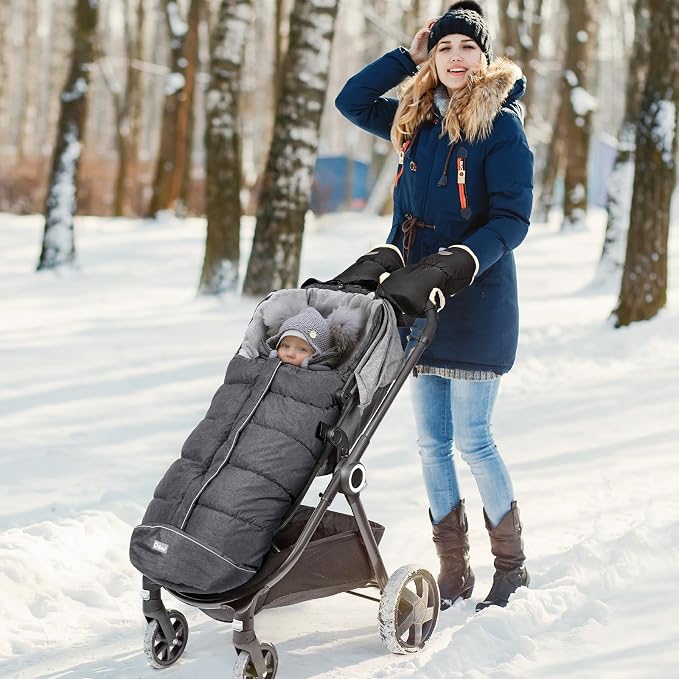 Orzbow Stroller Footmuff Universal - Weather-Proof Bunting Bag for Toddler, Warm Fleece Sleeping Bag for Cold Weather, Easily Attaches to Most Strollers, Baby Boys Girls Winter Essentials, Dark Grey