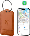 TopMade Smart Luggage Tag with Find My, Premium Leather Luggage Tags for Suitcase, Travel Bags, Backpacks, Anti-Lost Suitcase Tag Tracker for Travel with Privacy Name Card, Rechargeable