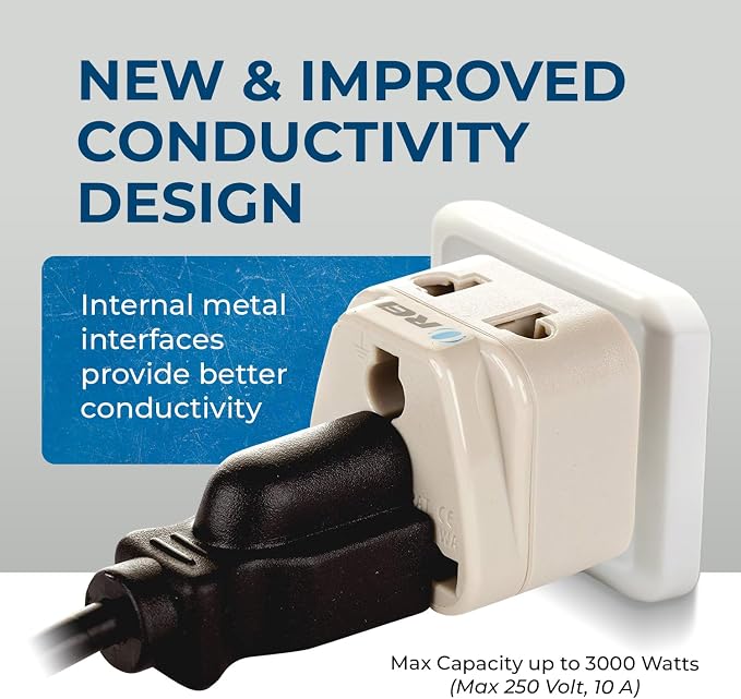 OREI USA, Japan, Philippines & More (Type B) Travel Adapter Plug - 2 in 1 - CE Certified - RoHS Compliant - 2 Pack - White Color (DB-5-2PK)