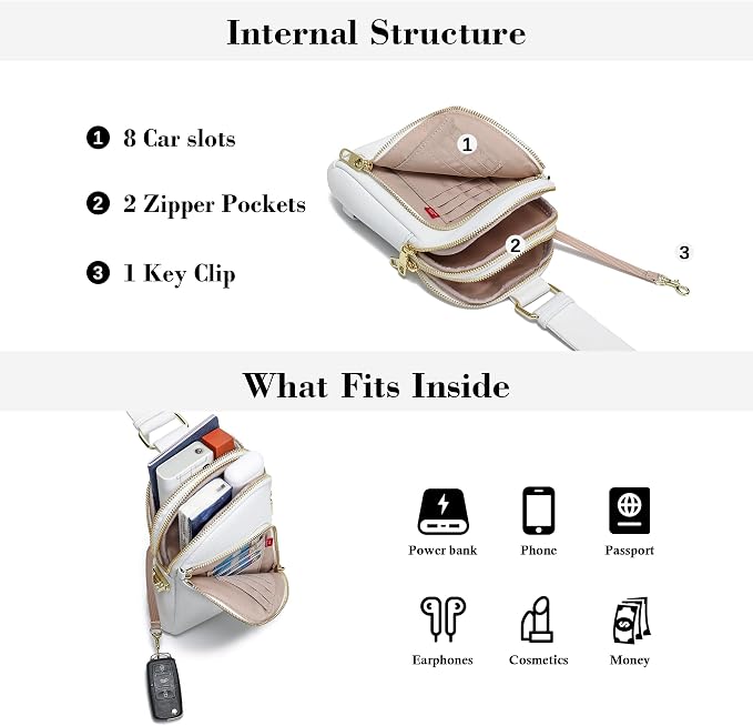 INICAT RFID Blocking Sling Bag, Anti Theft Crossbody Bag for Women Compact Travel Purses Leather