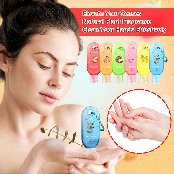 24 Pack Scented Hand Sanitizer Keychain Gift Strawberry Mini Travel Size Hand Sanitizer Gel Bulk 1 oz Employee Thank You Gift for Teacher Coworker Team Nurse Summer Graduation Party Supplies