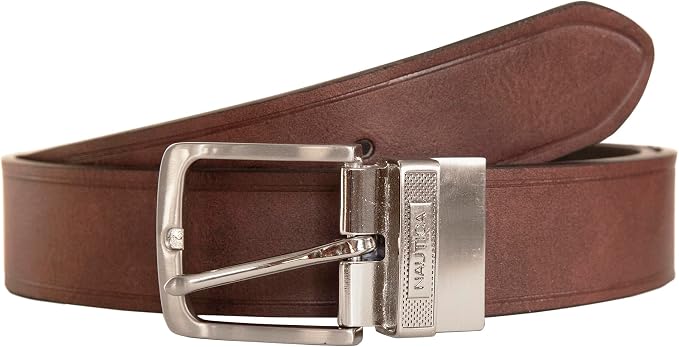 Nautica Men's Reversible Leather Belt | 2-in-1 | Classic | Everyday | Business | Work | Dress | Casual | Metal Buckle