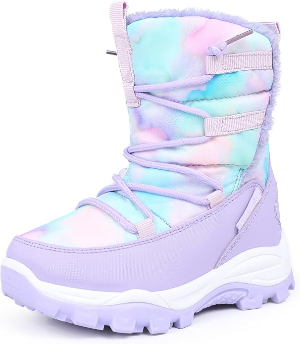 CIOR Winter Snow Boots for Boy and Girl Outdoor Waterproof with Fur Lined(Toddler/Little Kids)