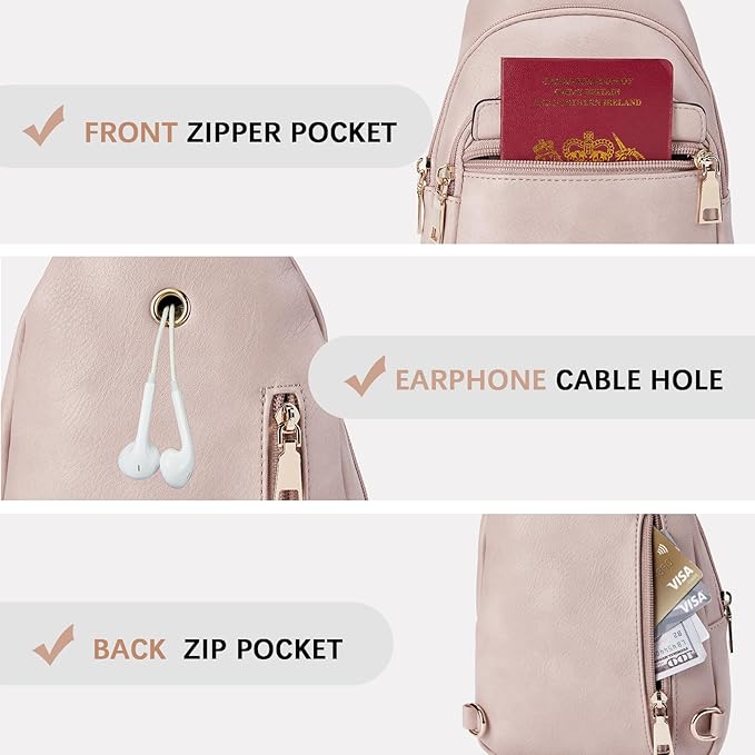 BOSTANTEN Sling Bag for Women Leather Crossbody Bags Fanny Pack Chest Bag for Travel