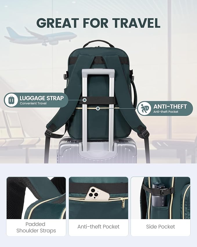 LOVEVOOK 40L Travel Backpack Flight Approved Carry on Backpack,3 Packing Cubes,Waterproof Personal Item Travel Bag,TSA Carry on Luggage Suitcase Travel Essentials,Gifts for Women & Men,fits 17" Laptop