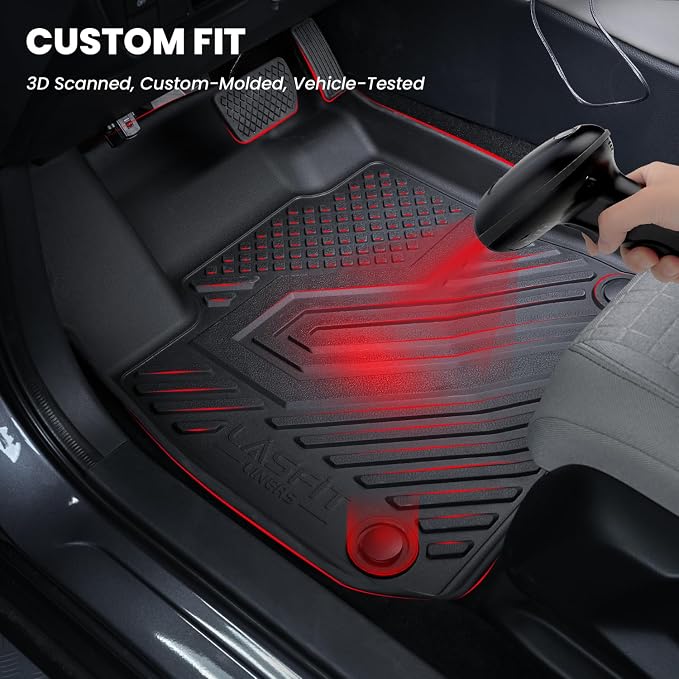 LASFIT Floor Mats & Backrest Mats & Cargo Mat for Kia Telluride 2025 2024 2023 2022 2021 2020, All Weather TPE Custom Fit Floor Liners with Full Set Car Mats & Trunk Mats Accessories, Black