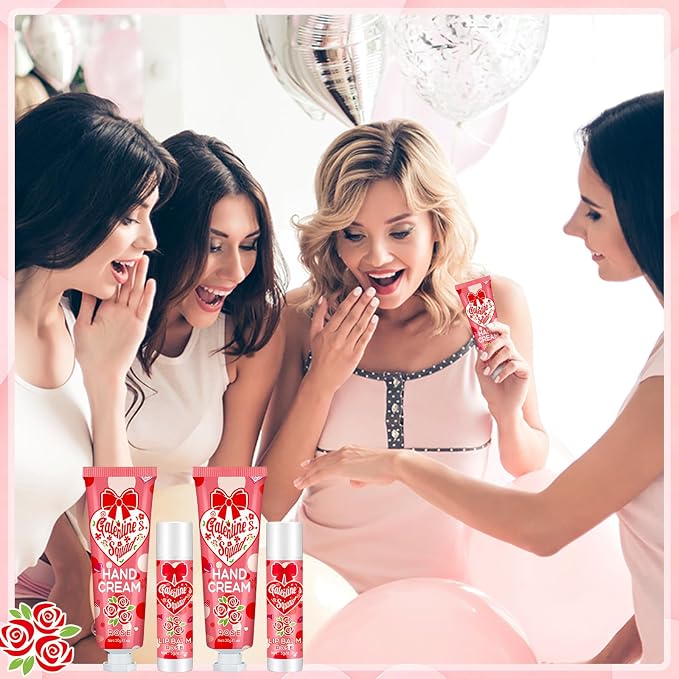 Demissle 36 Sets Galentine's Day Gifts Bulk 36 Lip Balm and 36 Hand Cream Gift Set Galentine's Day Party Favors Supplies Valentines Gift Ideas for Adults Friends Women Teacher Staff Coworker