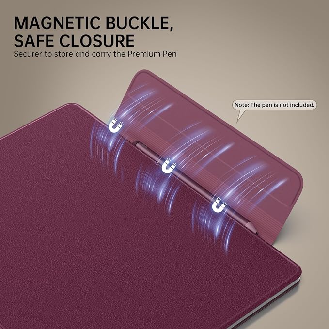 MoKo Magnetic Case for All-New 11" Kindle Scribe 2025(3rd Generation) & Kindle Scribe Colorsoft 2025(1st Generation) - Slim Folio Premium PU Leather Cover with Pen Clasp & Auto Sleep Wake, Fig