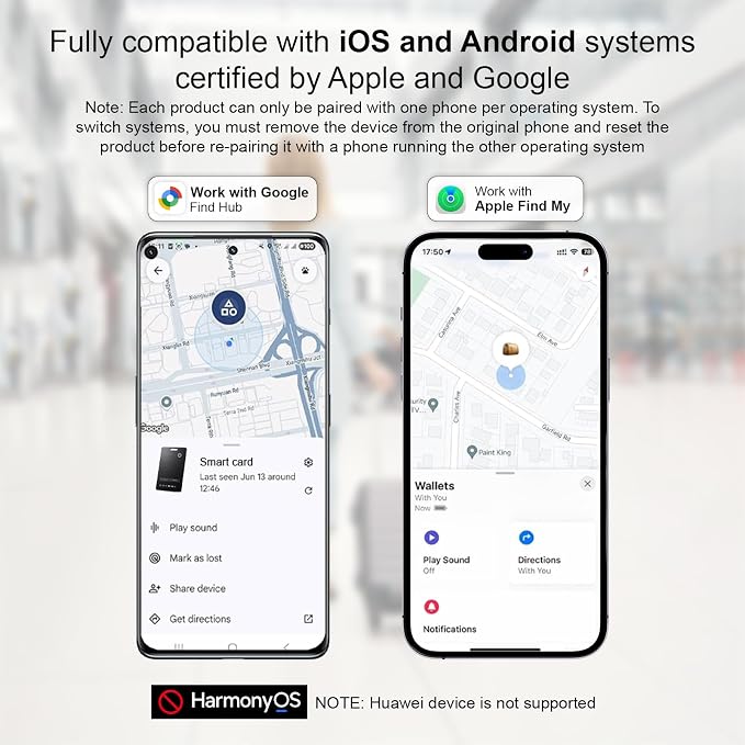 AirTag Card Pro Wallet Tracker 1.6mm for Android & iOS, Dual System Rechargeable Smart Card Work with Google Find Hub or Apple Find My APP, Item Finder Locator for Luggage/Suitcase/Bags. 1 Pack