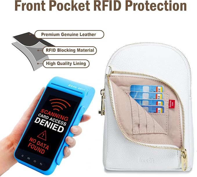 INICAT RFID Blocking Sling Bag, Anti Theft Crossbody Bag for Women Compact Travel Purses Leather