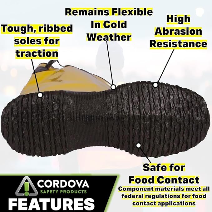 Cordova Safety Products mens Over-the-shoe Heavy Duty With Ribbed Soles, Top Strap and Buckle Adjustment Cordova Safety Products Over the Shoe Style Rubber Boots Slush Bootss for Construction Manufactur, Size 10, Size 10 US