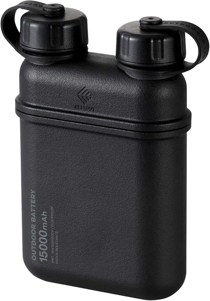 ELECOM NESTOUT Rugged Power Bank, 15000mAh Outdoor Charger, 32W USB C Fast Charging PD, Waterproof IP67, Heavy Duty Shockproof, Tactical Battery Pack for iPhone Tablet Hiking Camping Survival (Black)