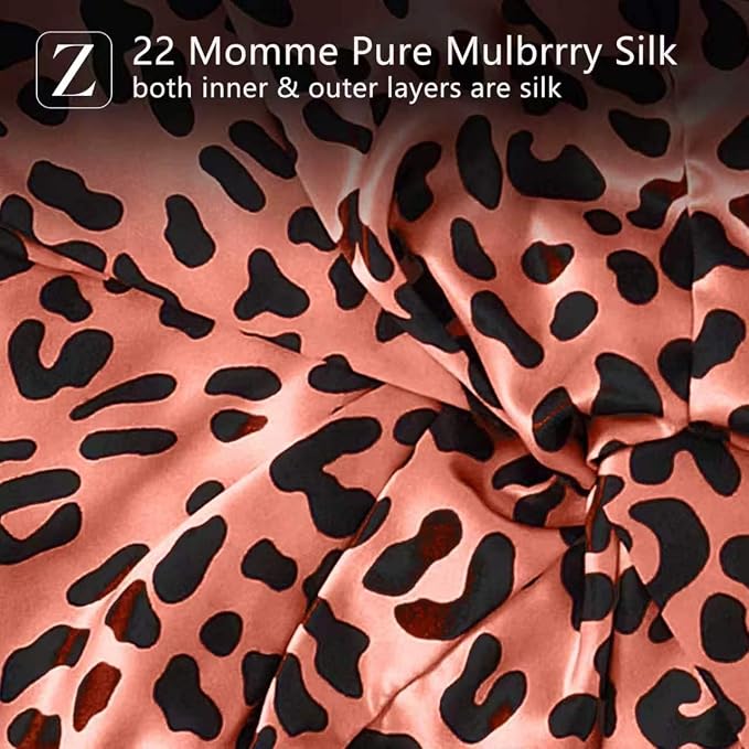 ZIMASILK 22 Momme 100% Mulberry Silk Bonnet for Sleeping & Women Hair Care, Highest Grade 6A Silk Hair wrap for Sleeping with Premium Elastic Stay On Head (1Pc, Leopard Black/Pink)