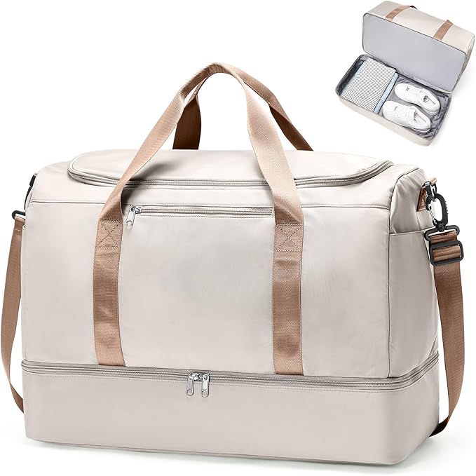 Extra Large Travel Duffle Bag,Carry on Overnight Weekend Bag with Shoes Compartment,Weekender Bags for Women for Travel Business Trips Sport Hospital